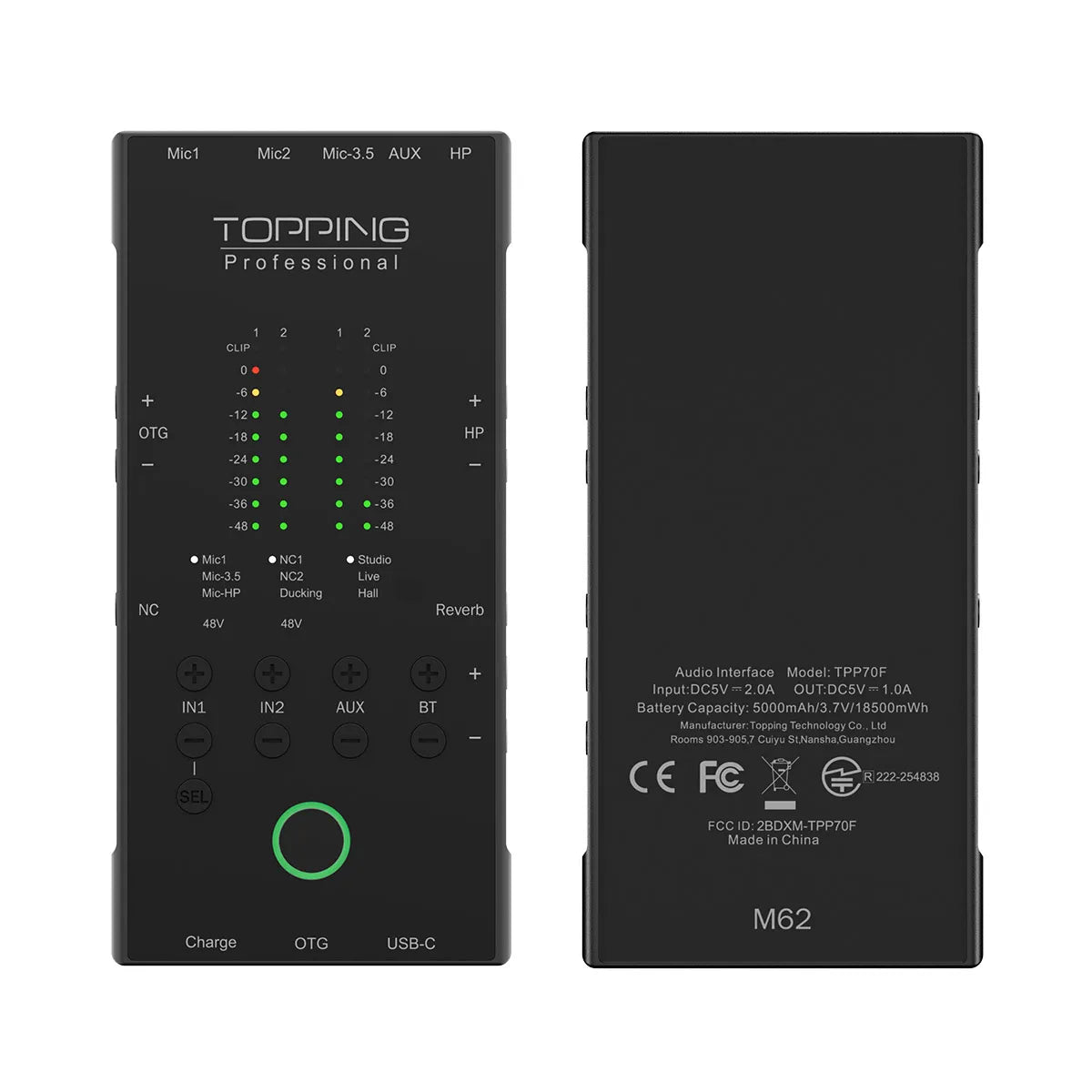 Compact Blue Audio Interface for Recording & Live Streaming