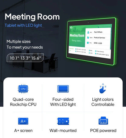 10.1 Inch Meeting Room Booking Tablet NFC RFID POE 32G