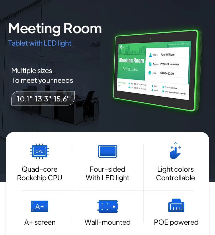 10.1 Inch Smart Meeting Room Tablet POE Touch Screen