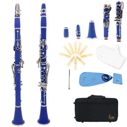 Blue Bb Clarinet 17 Keys Professional Woodwind Instrument