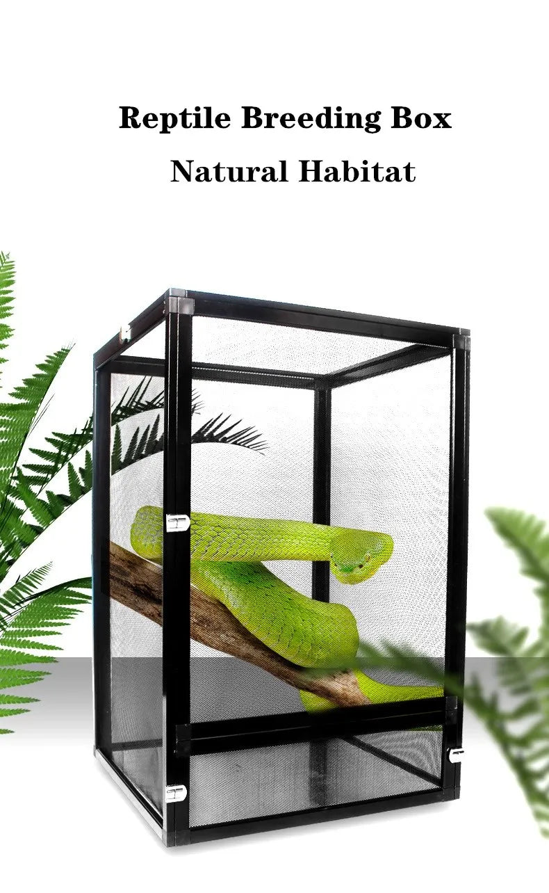 Mini Reptile Terrarium Cage with Mesh Airflow Cover