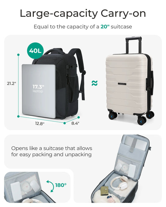 Portable 17" Laptop Trolley Backpack Waterproof Travel Bag