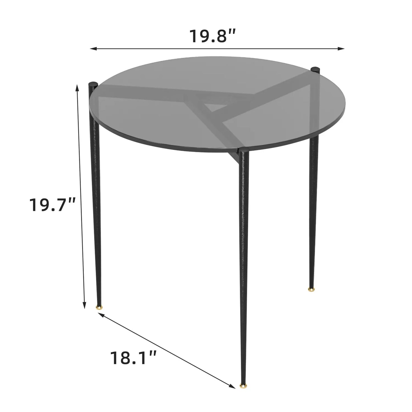 Round Tempered Glass Side Table with Sleek Metal Legs