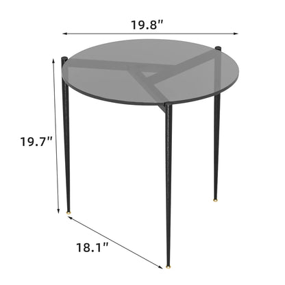 Round Tempered Glass Side Table with Sleek Metal Legs