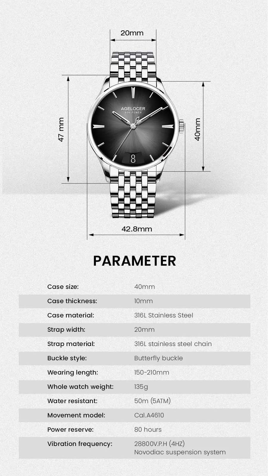 4203D2 Big Calendar Steel Strap Watch