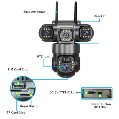 4G Solar Outdoor CCTV Camera 6K 12MP with Night Vision