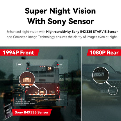 Dual Camera 1944P Dash Cam with GPS WiFi