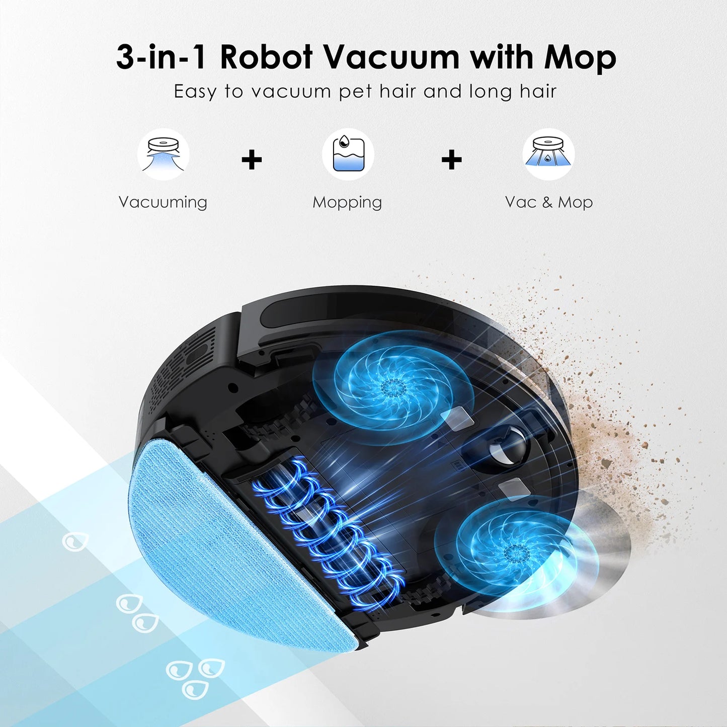 Smart Robot Vacuum Mop Combo 4500Pa with Auto Empty Bin