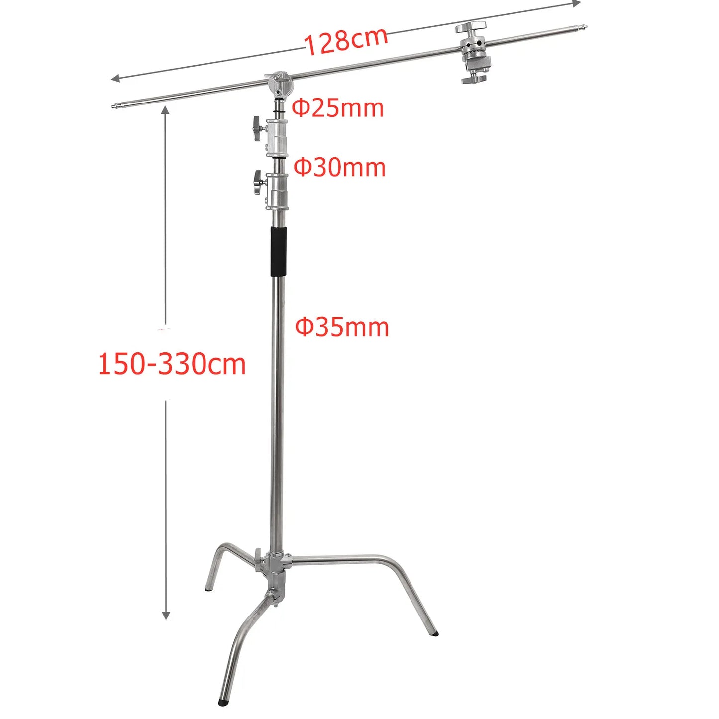 Stainless Steel C Stand with Boom Arm and Cross Bar