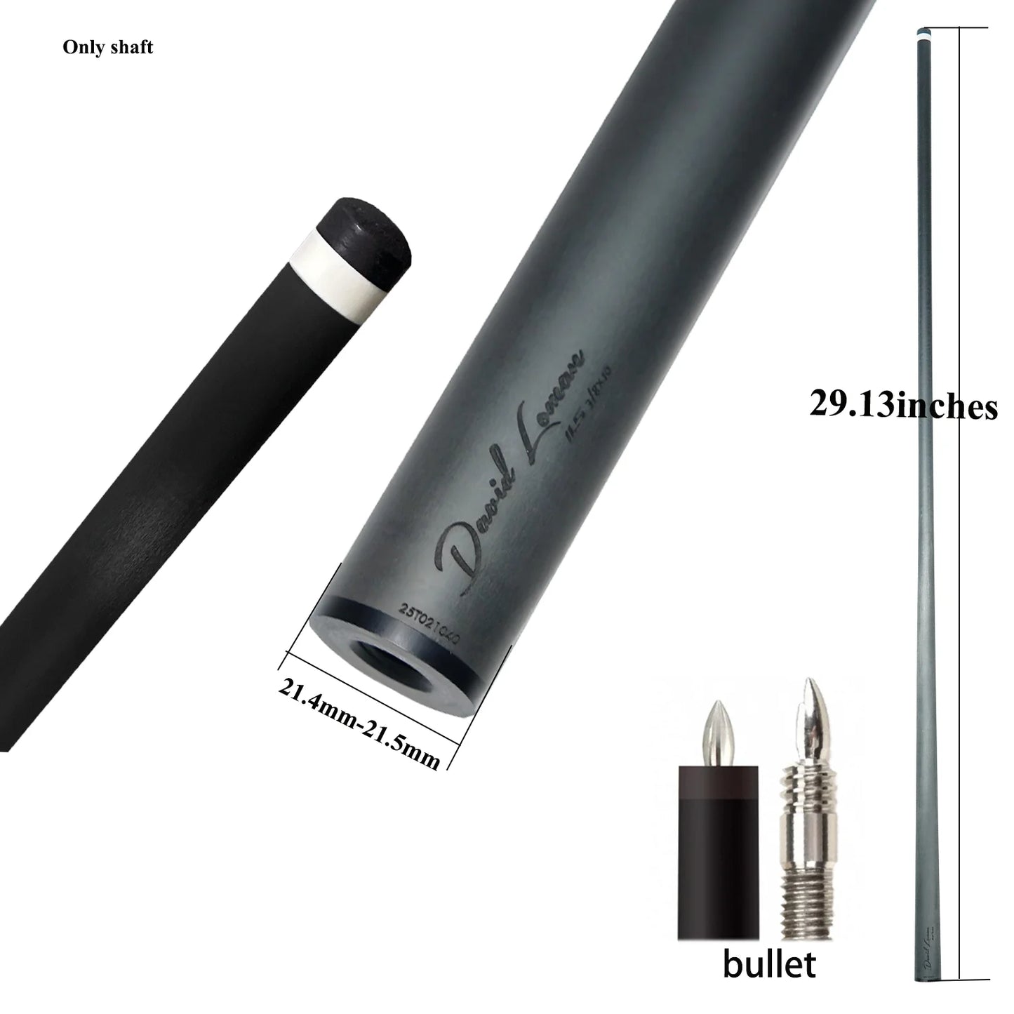 Bullet-Flat 12.9mm Carbon Fibre Billiards Cue Shaft
