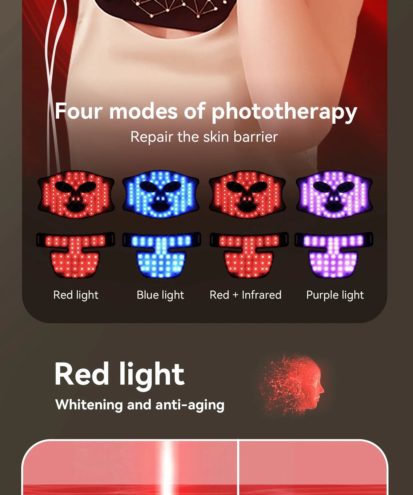 2 in 1 White LED Mask for Face and Neck