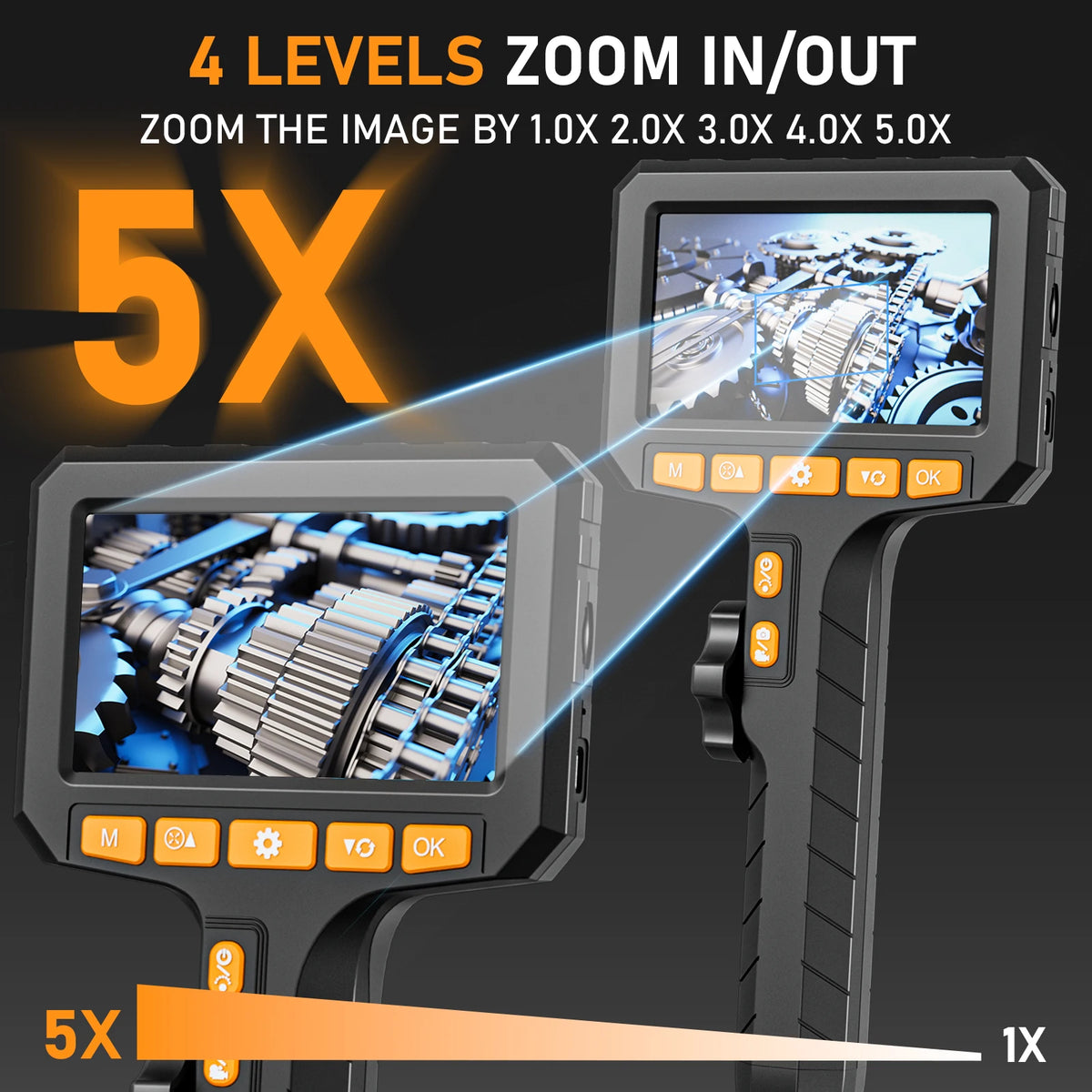 Two-Way Rotary Borescope 4.3 Inch Screen 6.2mm Probe