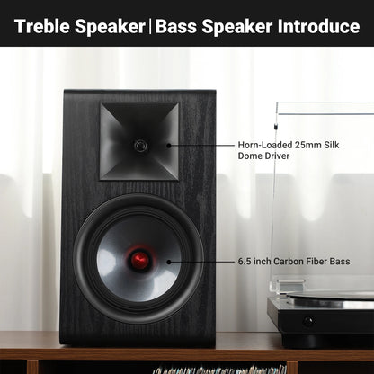 6.5 Inch Bookshelf Speakers Silk Tweeter Carbon Fiber Woofer