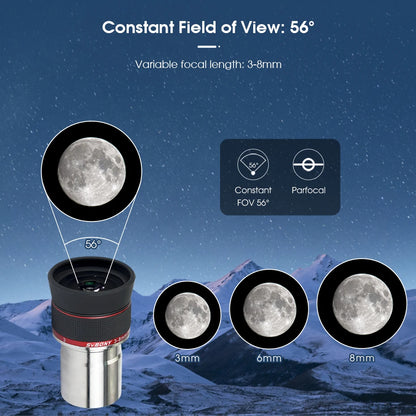 Telescope Zoom Eyepiece 3 to 8mm with Barlow Lens