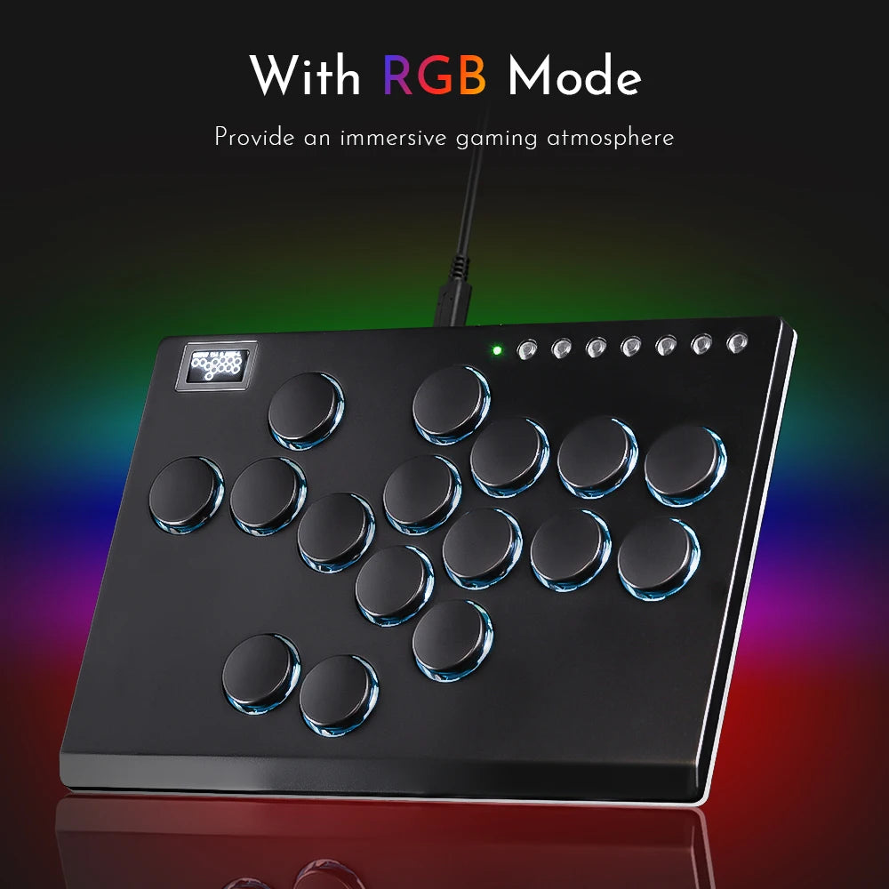 Compact Leverless Arcade Fight Stick Controller PC Switch