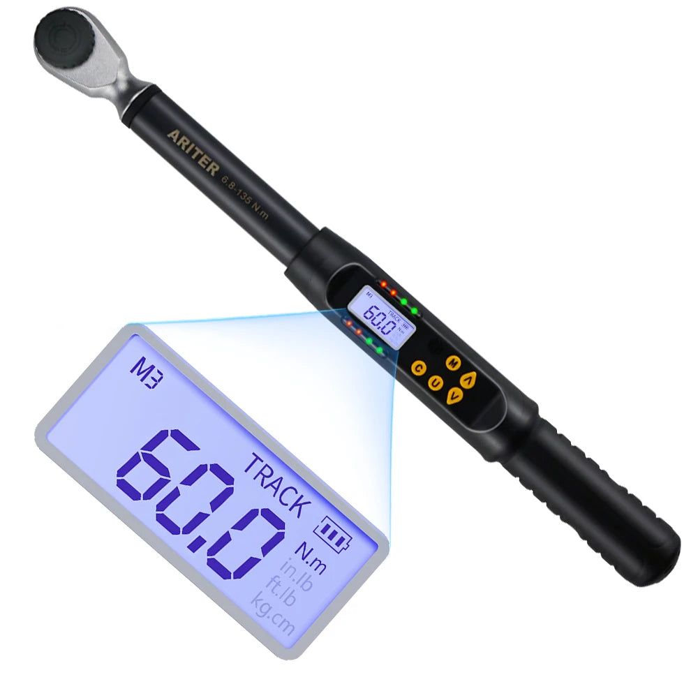 Digital Torque Wrench 6.8–135Nm 1/2 Inch Adjustable Precision Tool