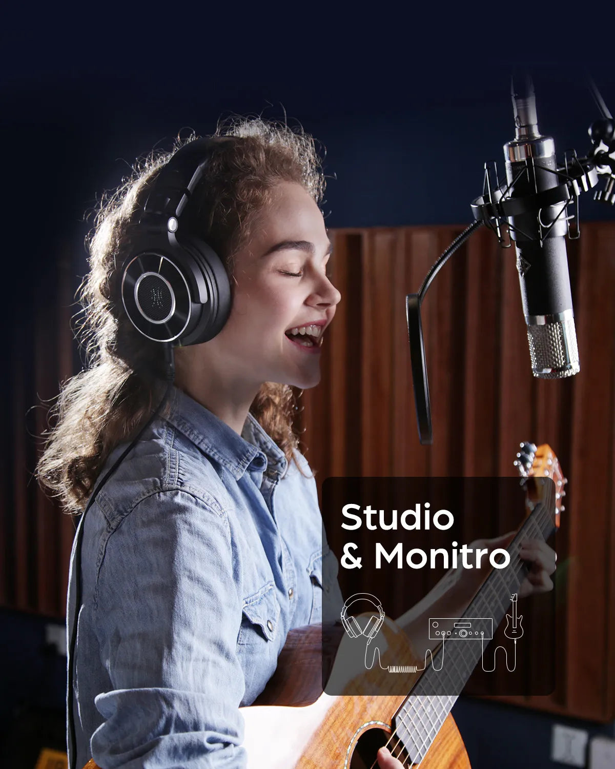 Professional Wired Over-Ear Studio Headphones with Mic