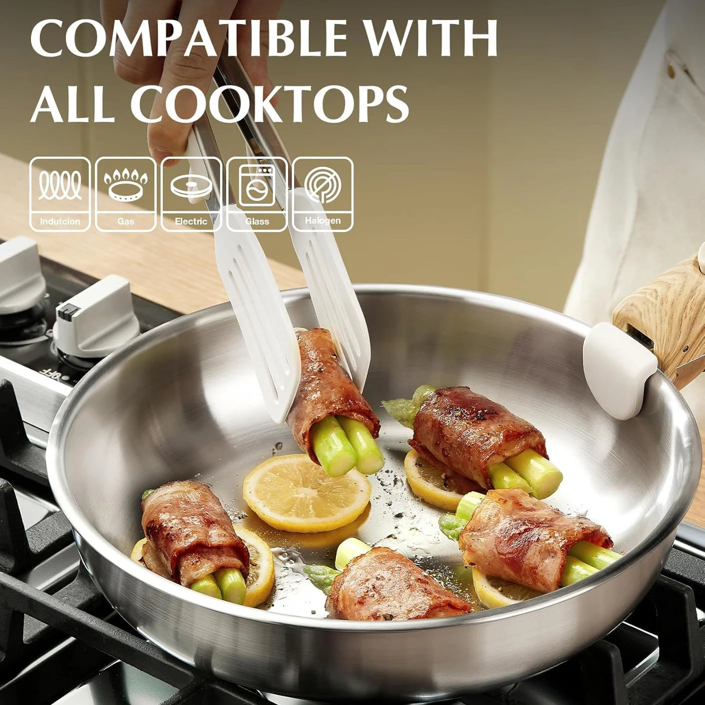 Stainless Steel Frying Pan Set with Removable Handle