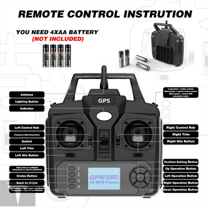 Long Battery GPS Bait Boat 12000mAh Auto Return