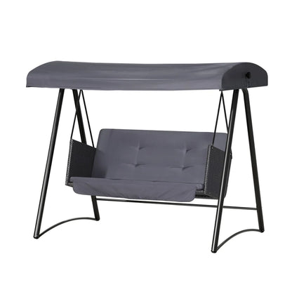 Garden Rattan Swing Bench with Canopy for 3 People