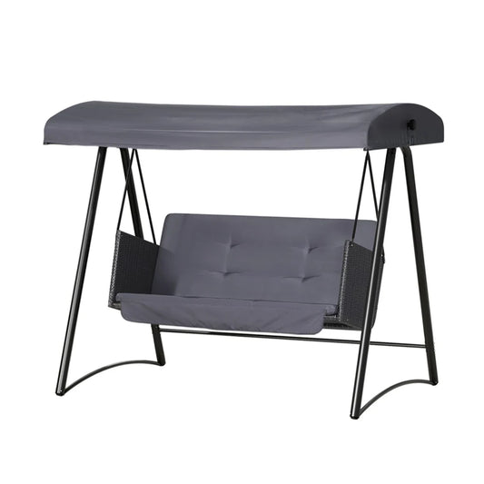 Garden Rattan Swing Bench with Canopy for 3 People