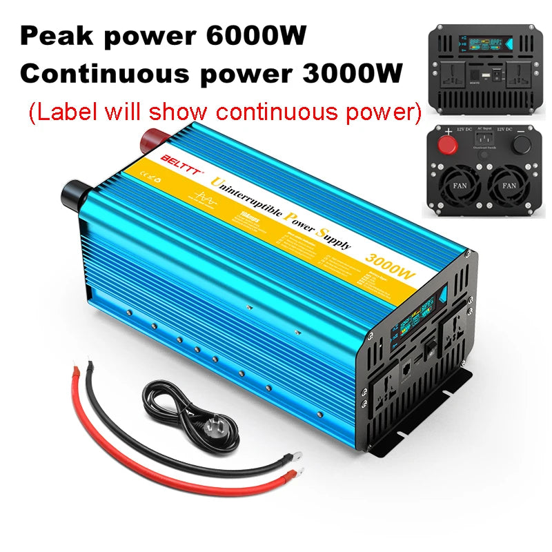 6000W 12V DC to 220V AC Pure Sine Inverter