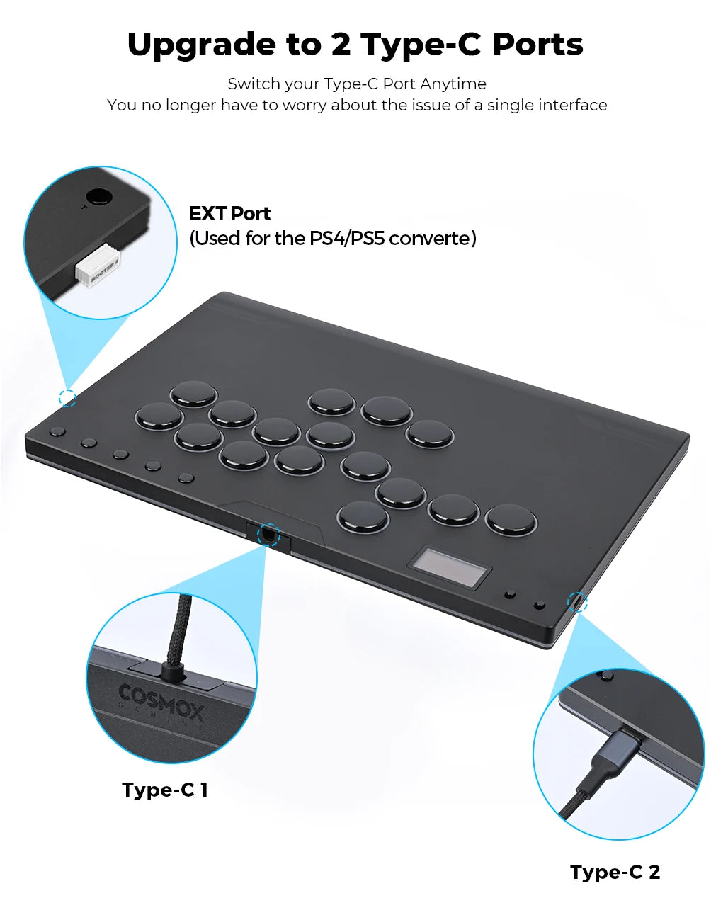Aluminum Leverless Arcade Controller for PC PS5 PS4 Switch