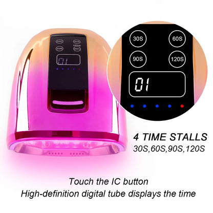 90W Rechargeable Cordless UV LED Nail Lamp Mirror Base
