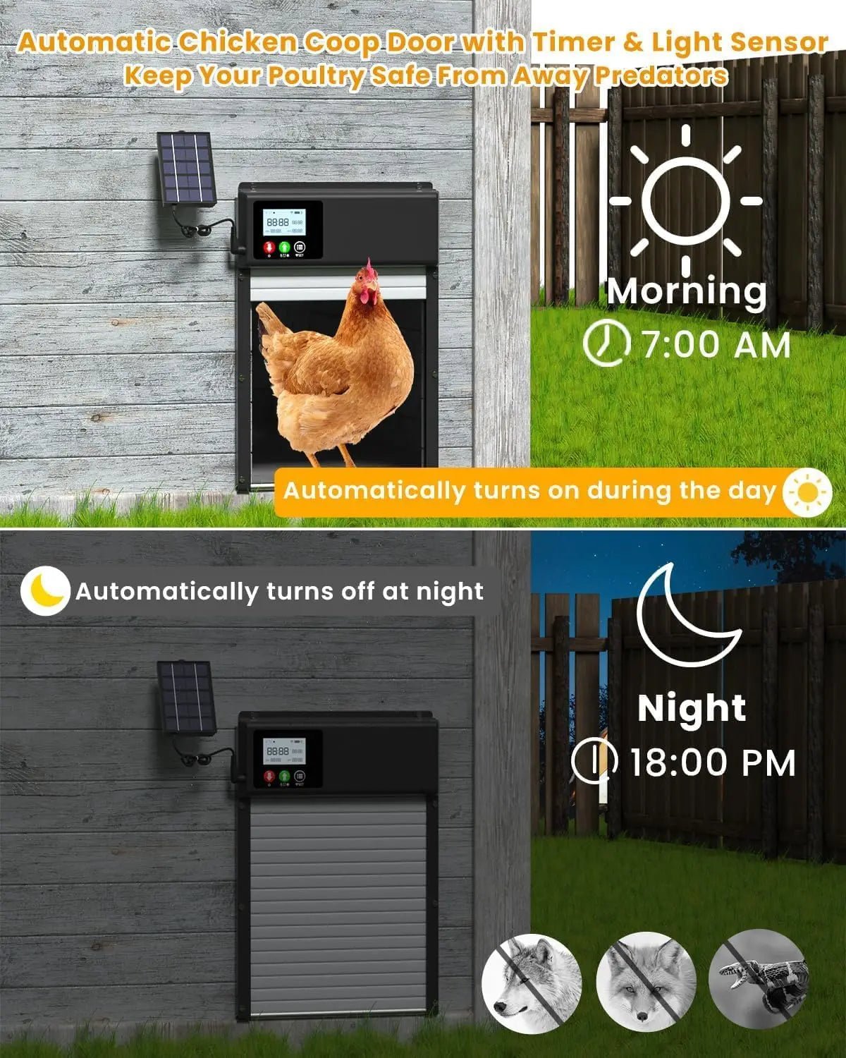 Smart Solar Chicken Coop Door WiFi App Control Automatic Opener