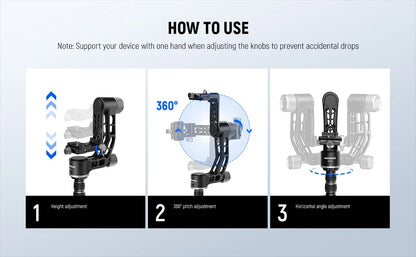 360 Panoramic Gimbal Head for Tripod & Monopod