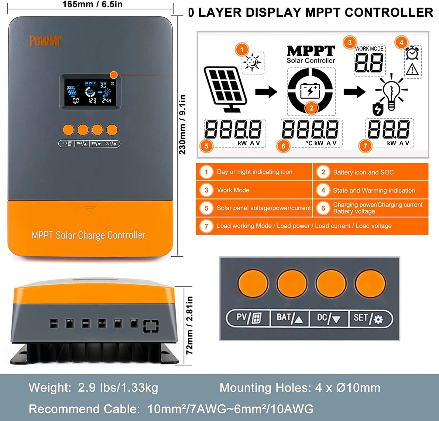 Smart 60A Solar Regulator with Auto Voltage and LCD Display