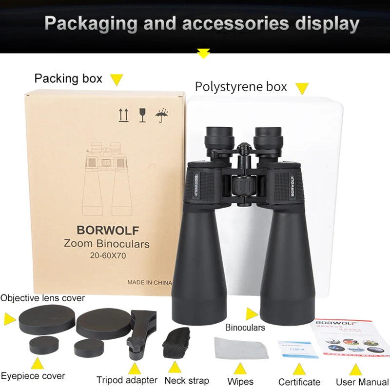 Professional 20–60x70 Hunting Telescope Binoculars