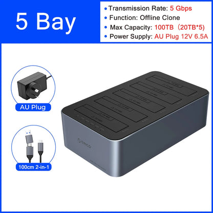 5 Bay SATA HDD SSD Dock with Offline Cloning