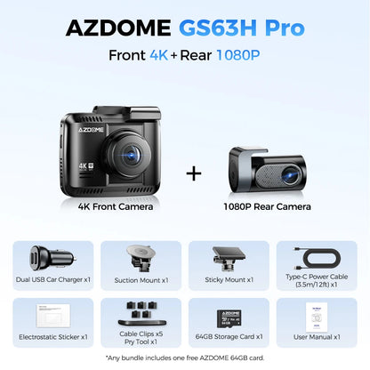 4K+1080P 2CH Dash Cam ADAS GPS WiFi