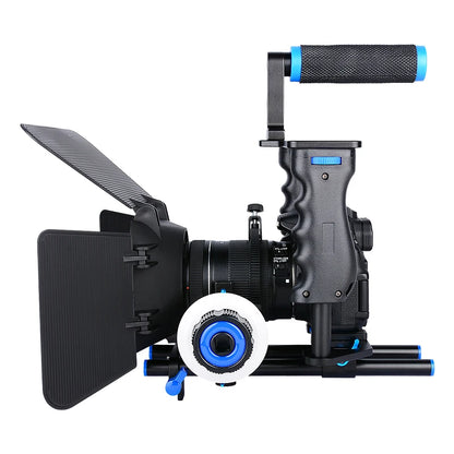 Universal Camera Cage Rig Kit with Grip Handle Cold Shoe