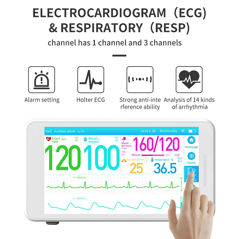Touch Screen Patient Monitor 6-Parameter with Neonatal Cuff