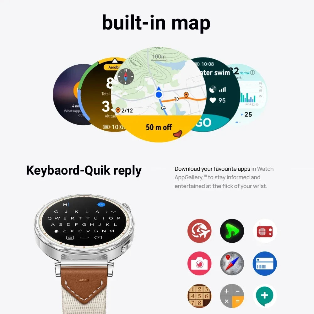 46mm Large Smartwatch with GPS and Message Replay