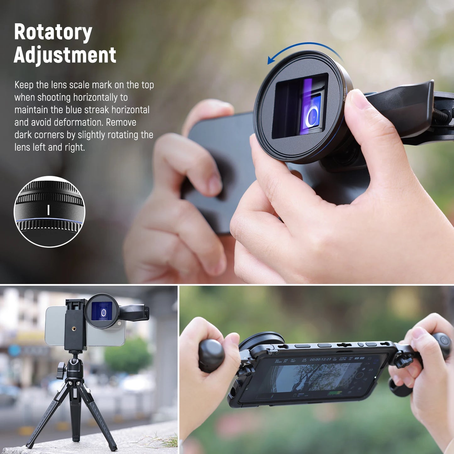 1.55x Blue Anamorphic Phone Lens with 17mm Clip