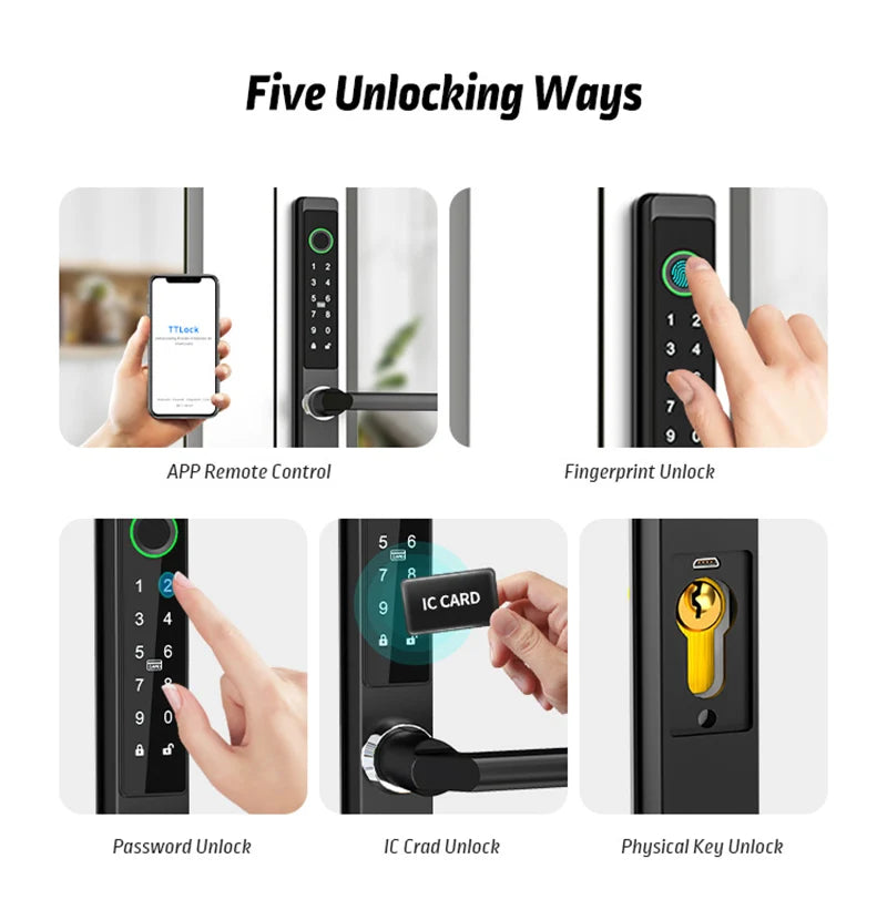 Waterproof Smart Sliding Door Lock Fingerprint Bluetooth PIN