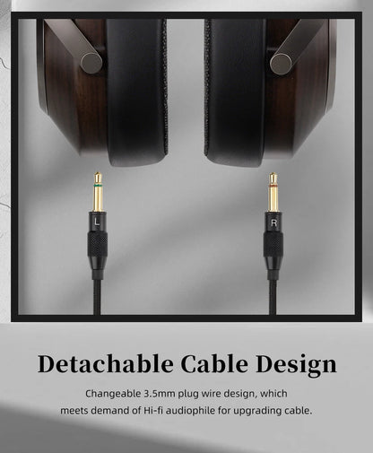 High-Fidelity Open-Back Wooden Headphones 50mm Dynamic Driver