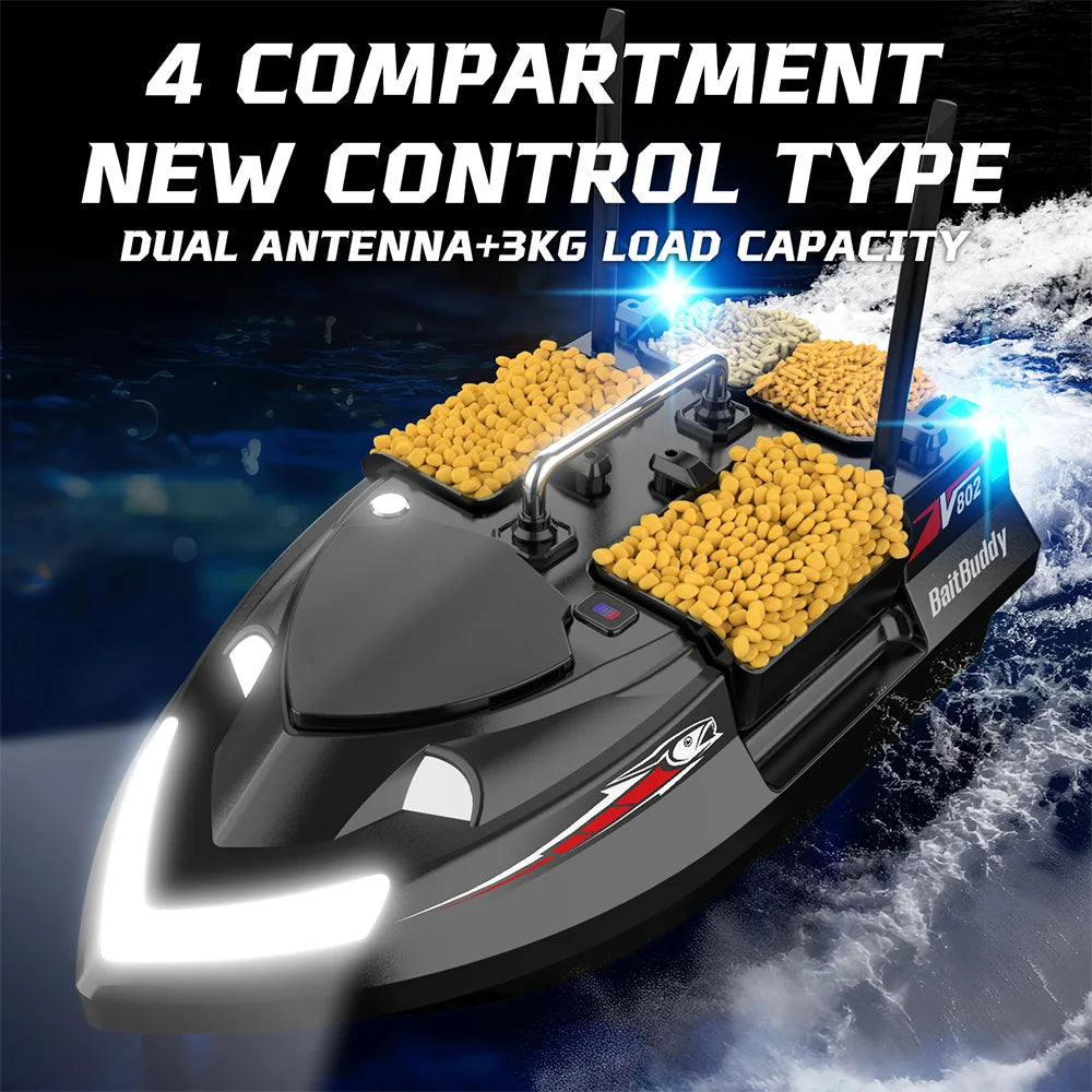 Portable Bait Boat 4 Hopper 5200mAh