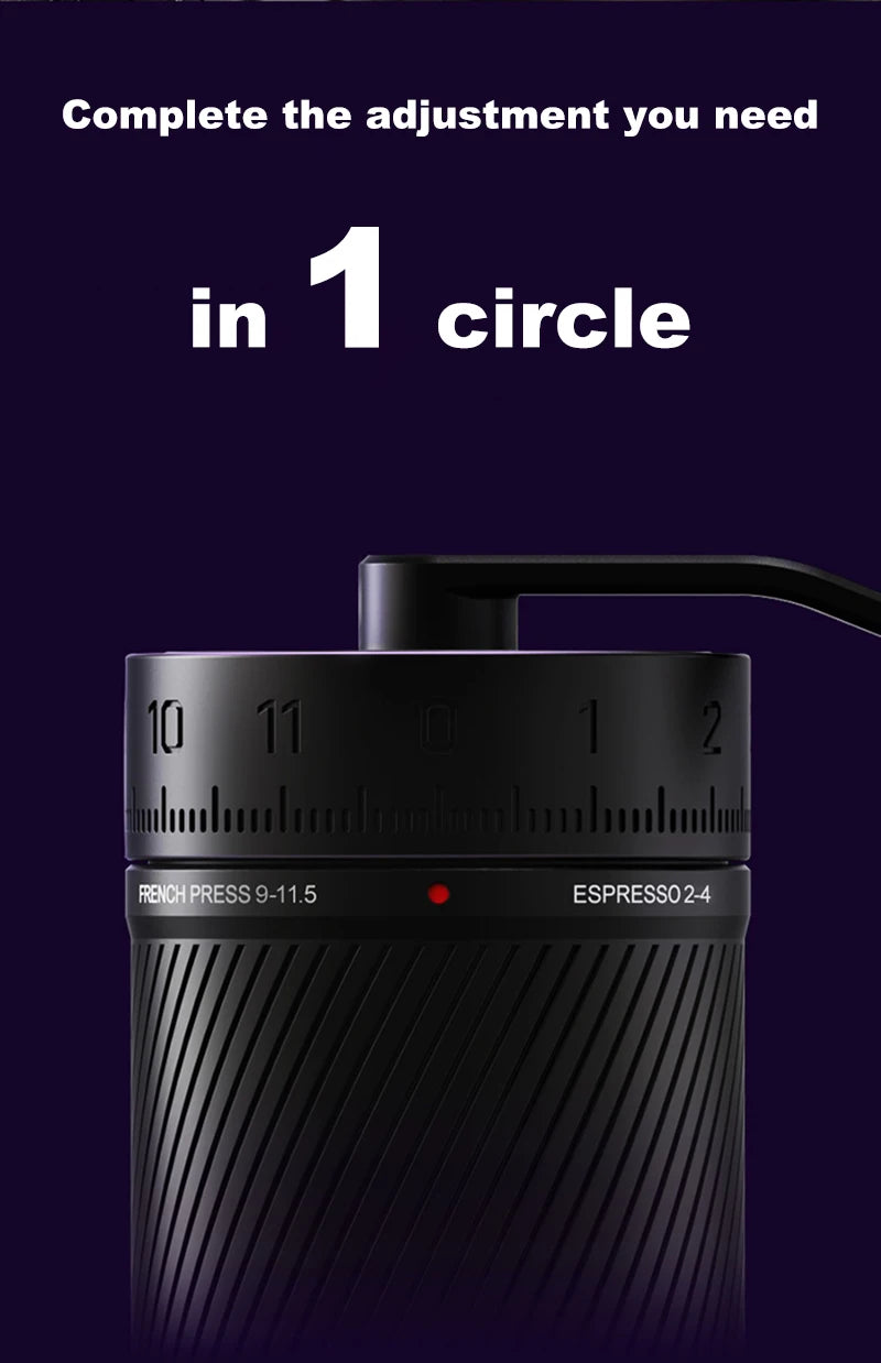 Precision Manual Coffee Grinder with 45mm Burr and 120 Clicks