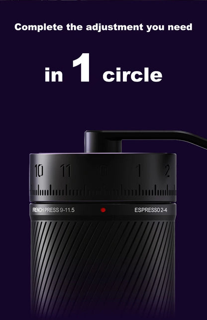 Precision Manual Coffee Grinder with 45mm Burr and 120 Clicks