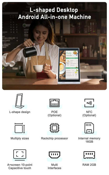 White 10.1" Android Tablet for Restaurant Ordering