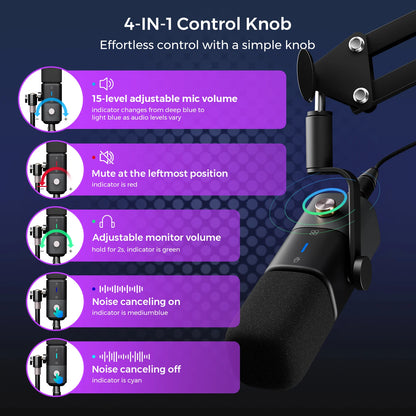 Dynamic XLR USB Microphone for Gaming and Streaming