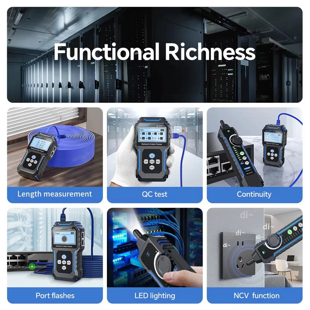 Professional Network Cable Tester Cat5 Cat6 PoE Length Tester