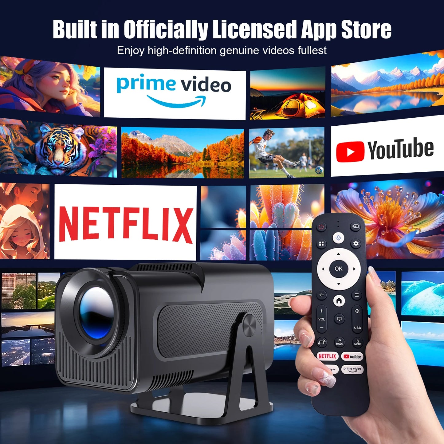 Smart 1080P Portable Projector with WiFi and Bluetooth