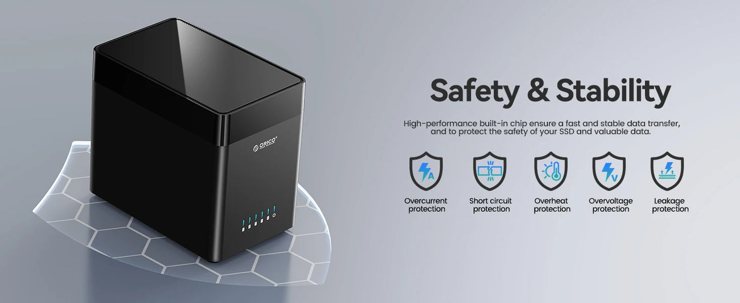 ORICO 5-Bay Magnetic SATA HDD Case USB-C Gamer Storage