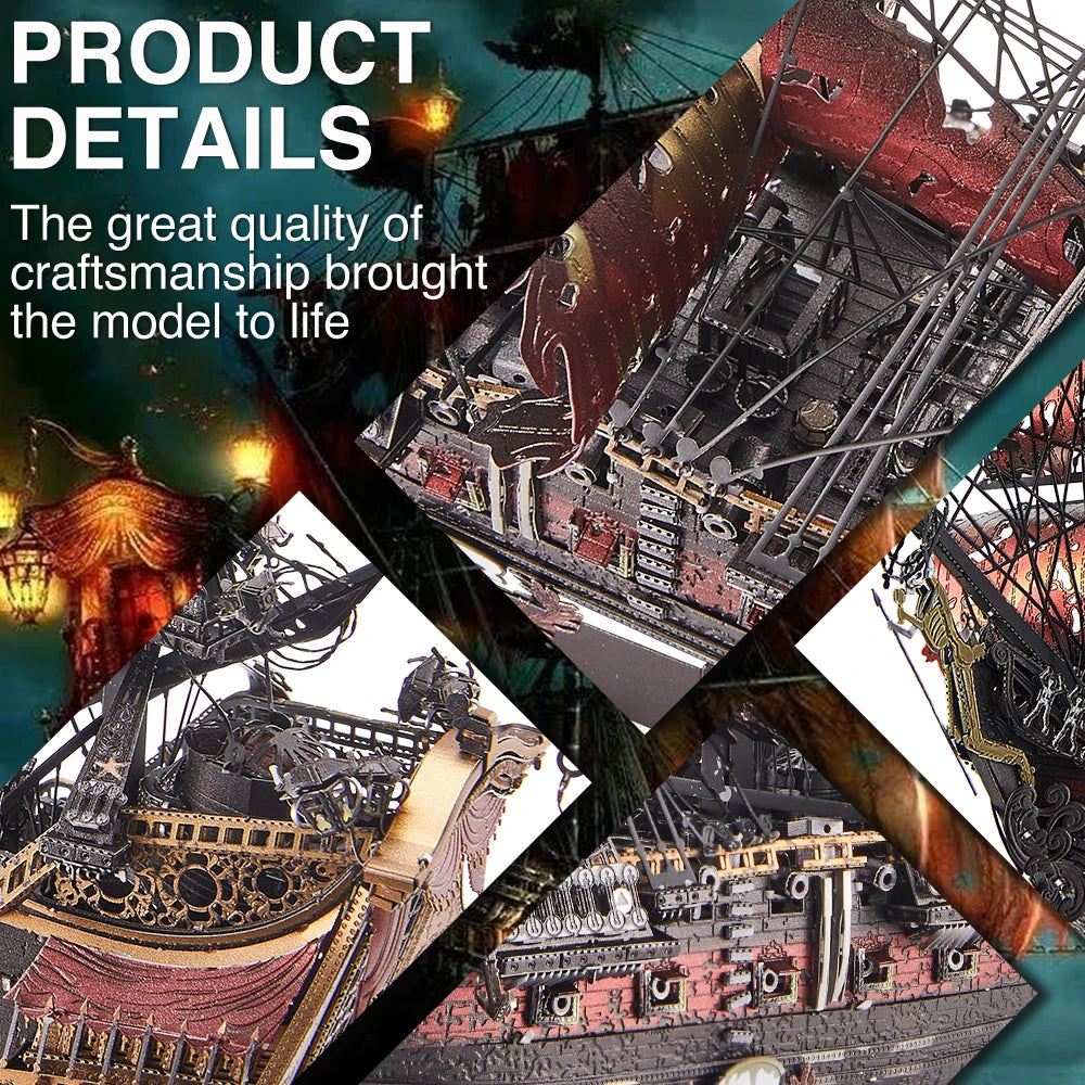 3D Metal Pirate Ship Puzzle DIY Model Building Kit