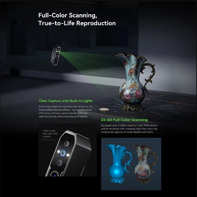 Handheld 3D Scanner 0.02mm Anti-Shake Four-Lens